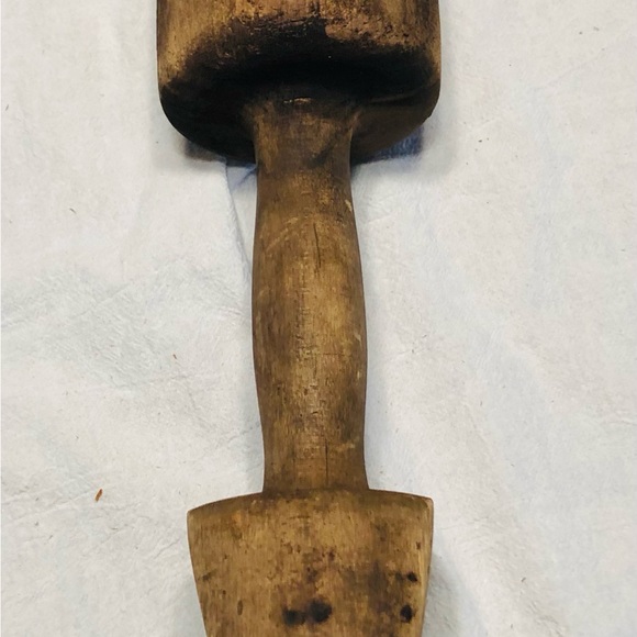 Primitive Wooden Bench Rammer Masher Tool - Picture 4 of 4